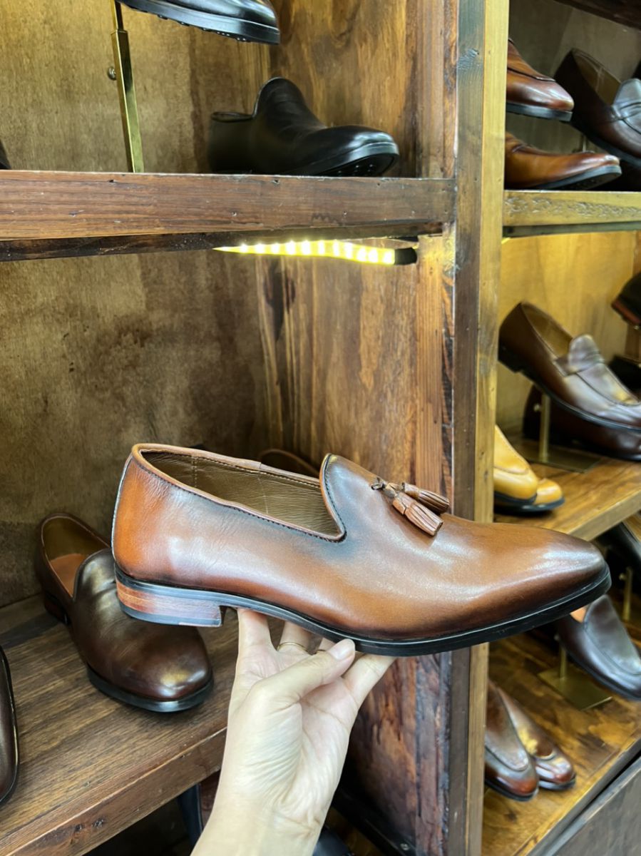 Giày lười Leafer da nam 069 vàng bò chuông