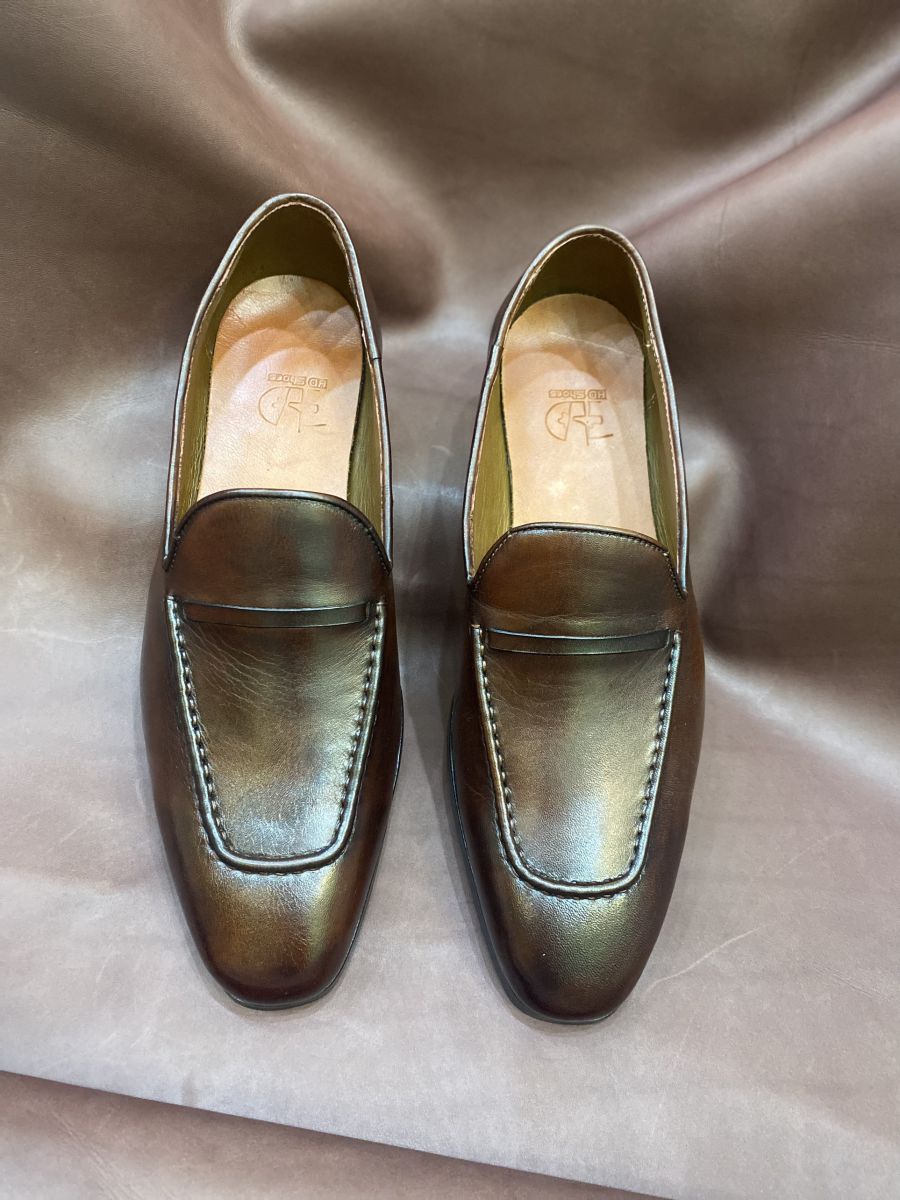 Giày da nam 0018 Nâu Bóng