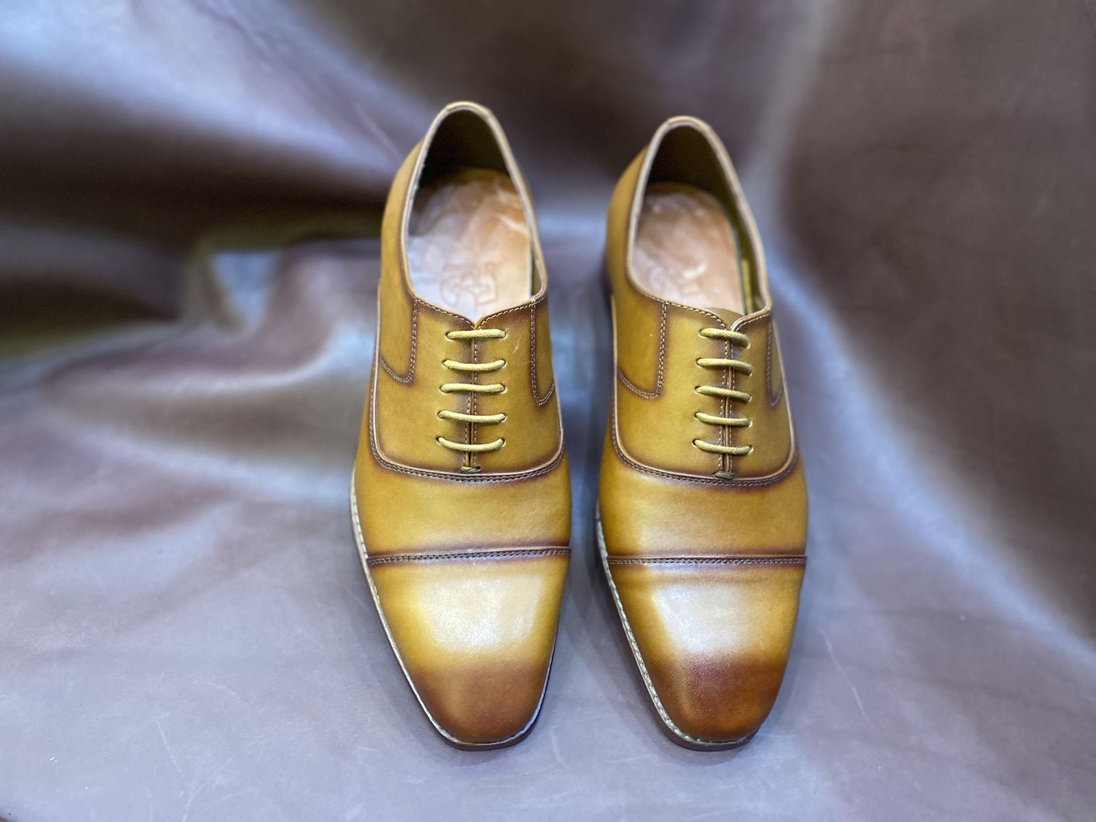 Giày da nam D001 Vàng Bò